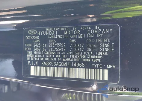 2021 Hyundai Kona Electric Ultimate z USA, uszkodzony, nr VIN KM8K53AG0MU114968